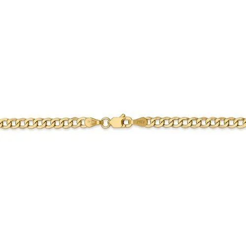 14KT Gold 3.35MM Semi Solid Curb Chain Necklace - 4 Lengths