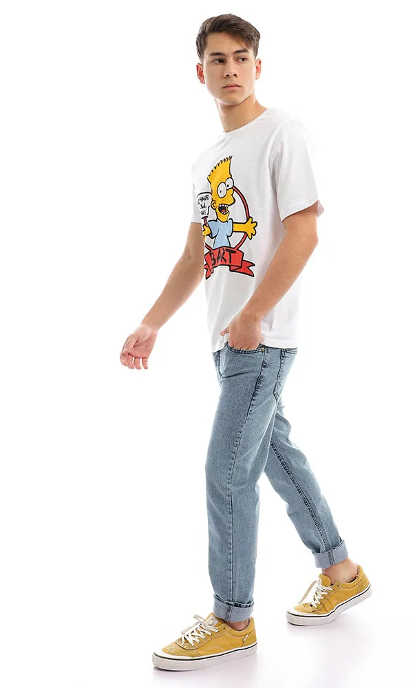 95069 Cool Simpsons Printing Lightweight White T-shirt