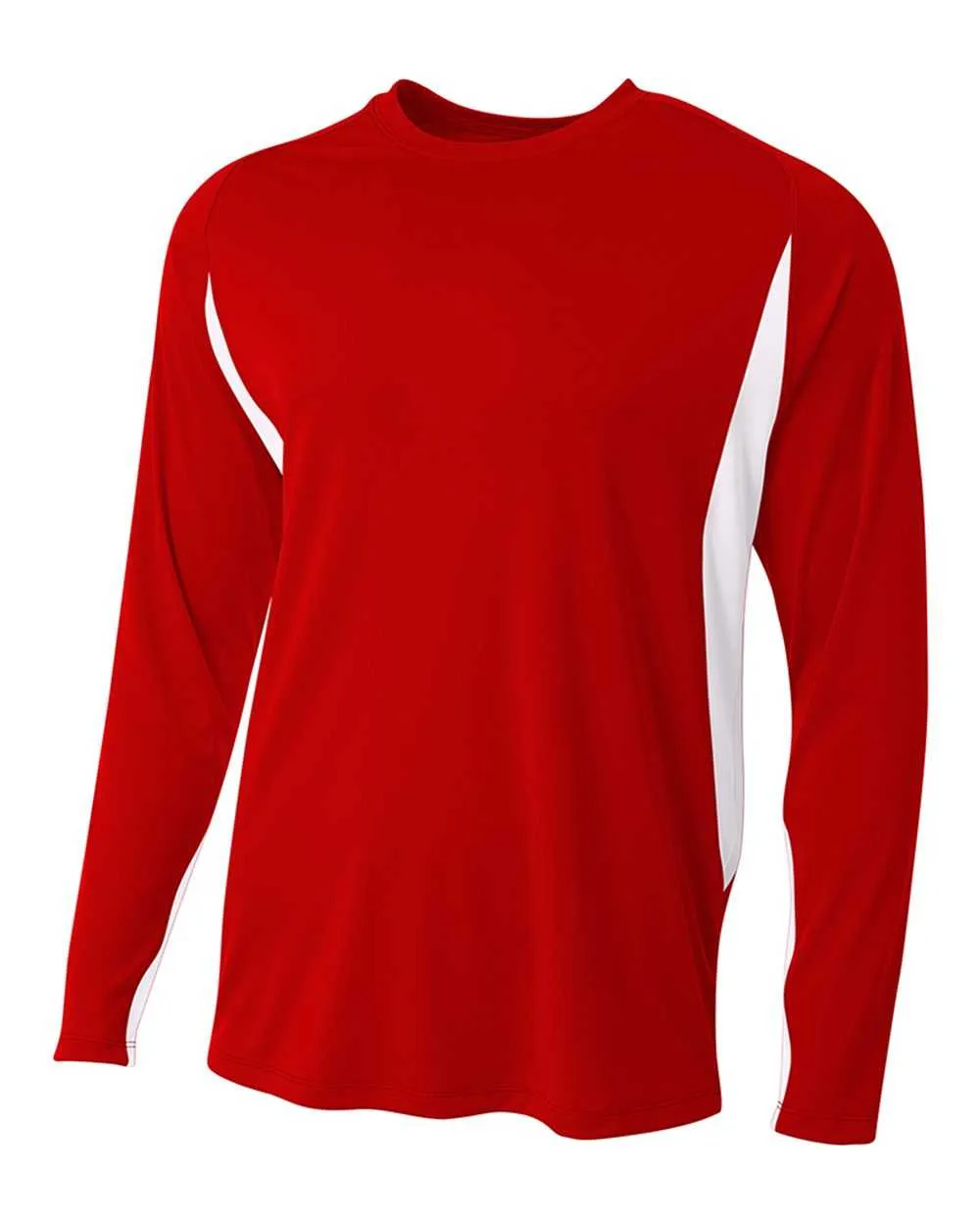 A4 N3183 Long Sleeve Color Block Tee - Scarlet White