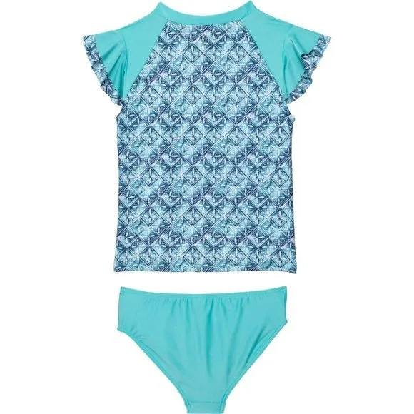 AQUA ET SOL Girl's  UPF 50  Rash Guard and Bikini Bottoms Swim Set