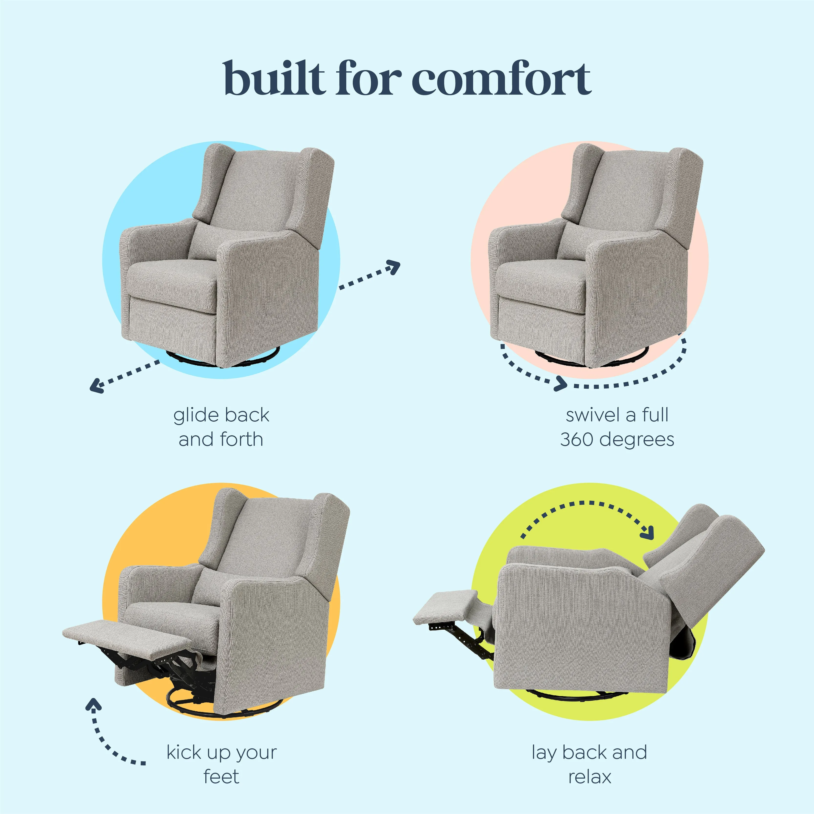 Arlo Recliner and Swivel Glider in Water Repellent & Stain Resistant Fabric