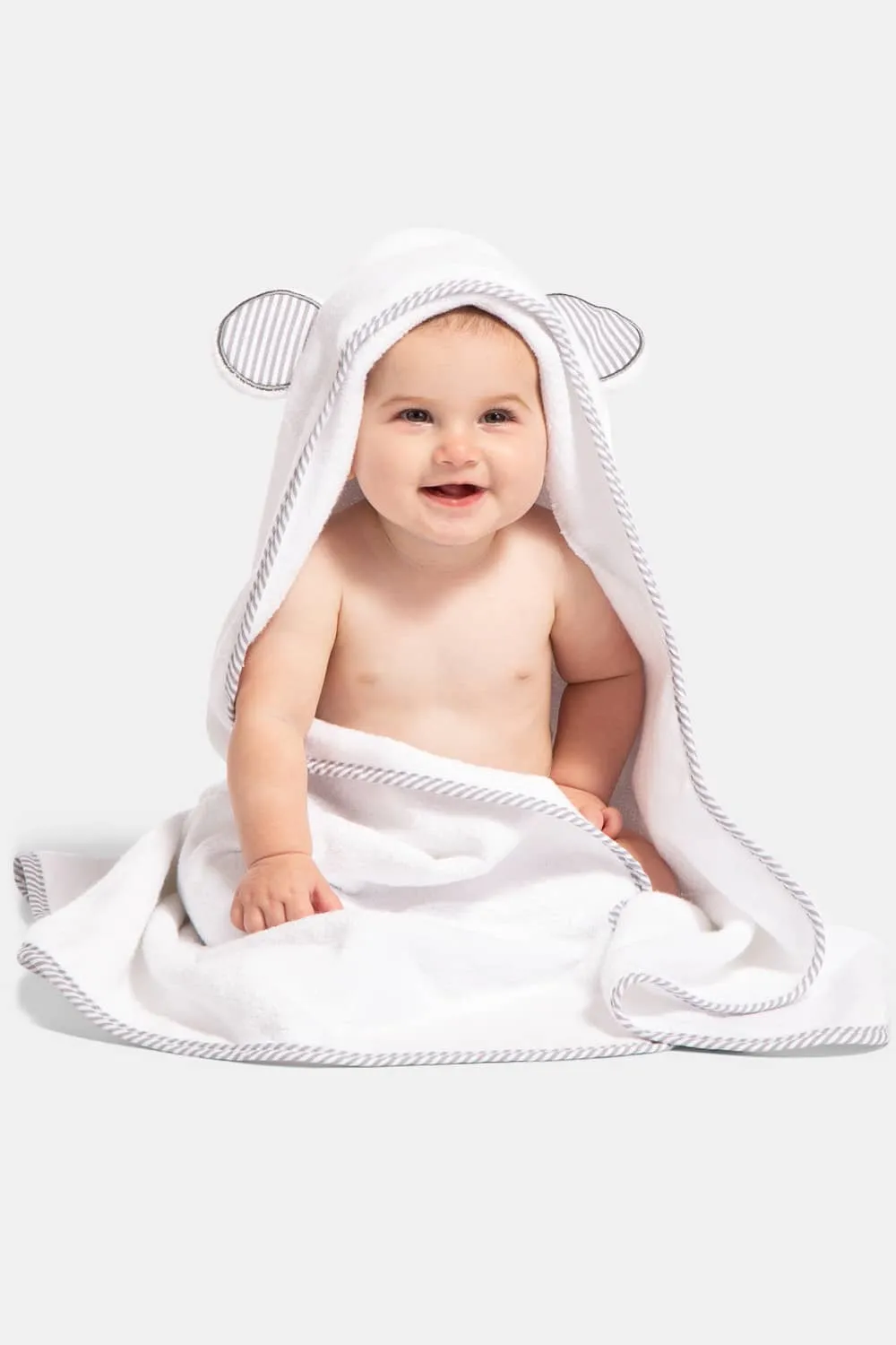 Baby Hooded Bath Towel and Wash Mitten Set with Gift Box