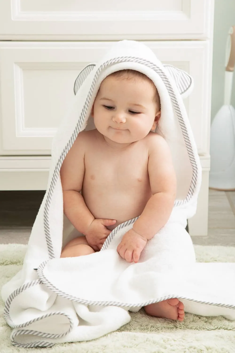 Baby Hooded Bath Towel and Wash Mitten Set with Gift Box