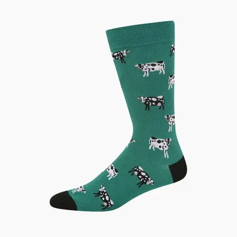 Bamboozld: Mens Holy Cow Green Bamboo Sock