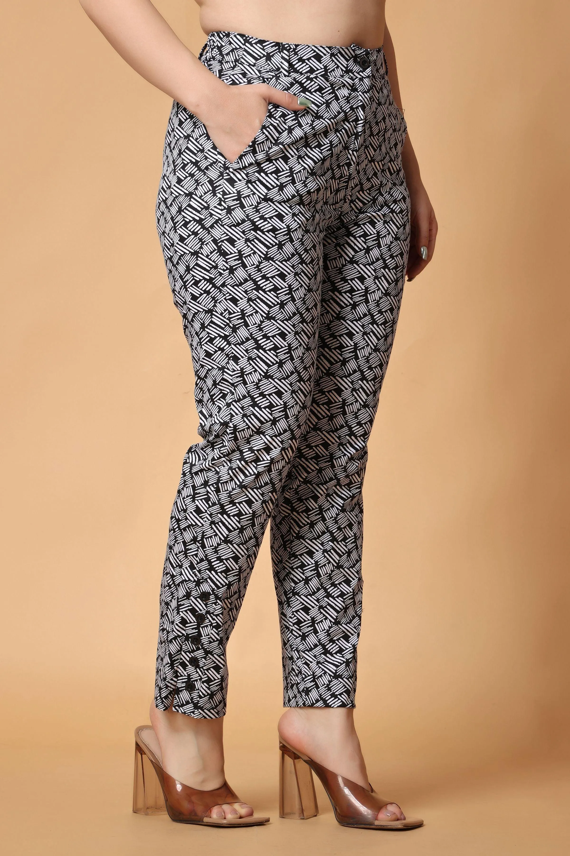 Black Dash Printed Pants