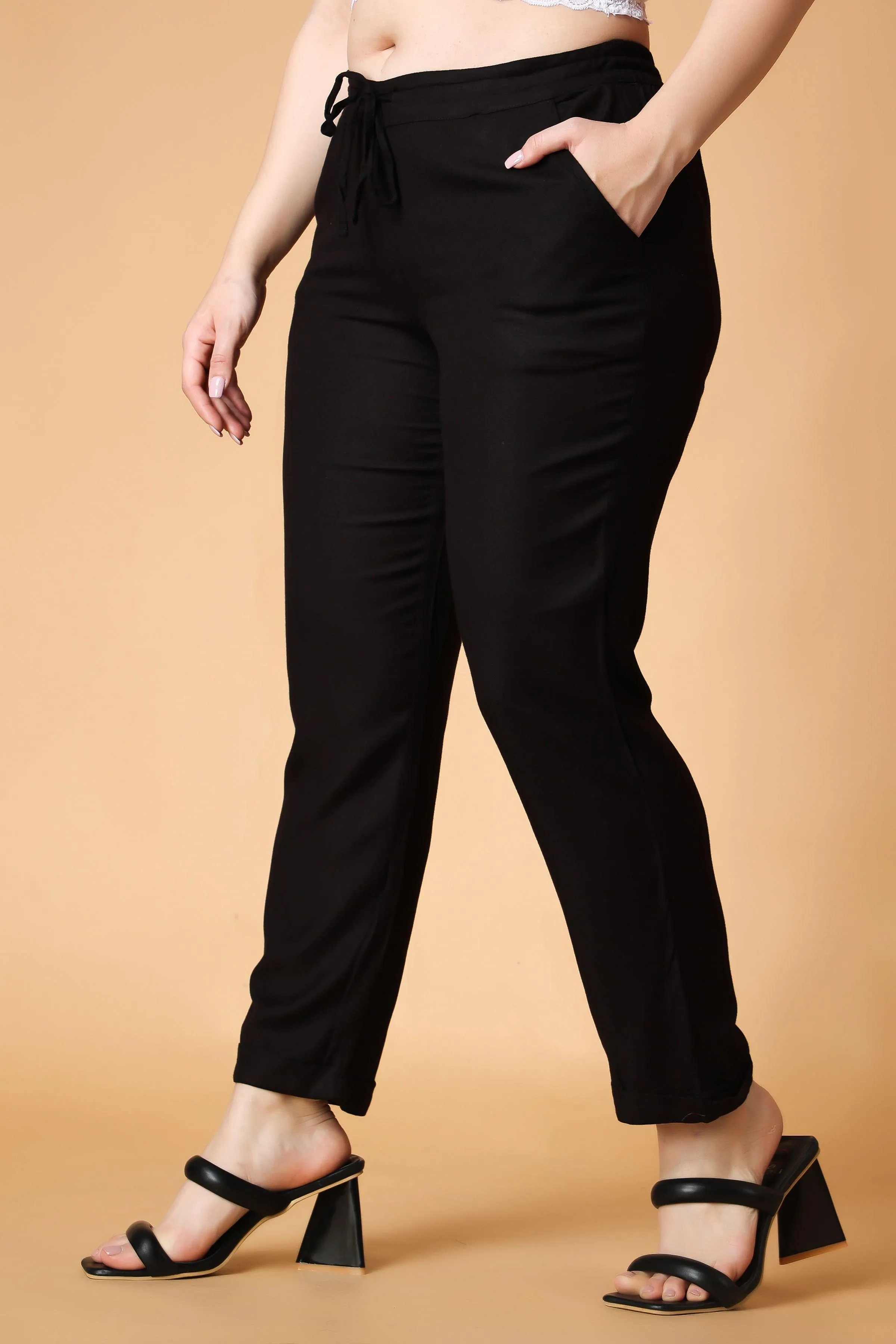 Black Solid Pants