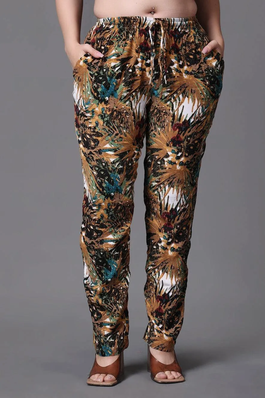 Brown Jungle Printed Pants