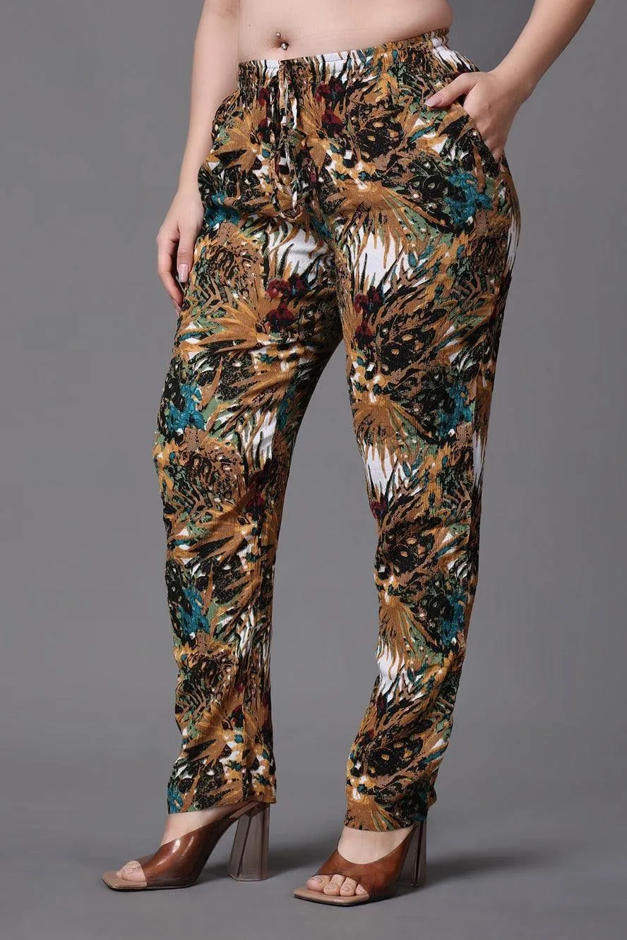 Brown Jungle Printed Pants