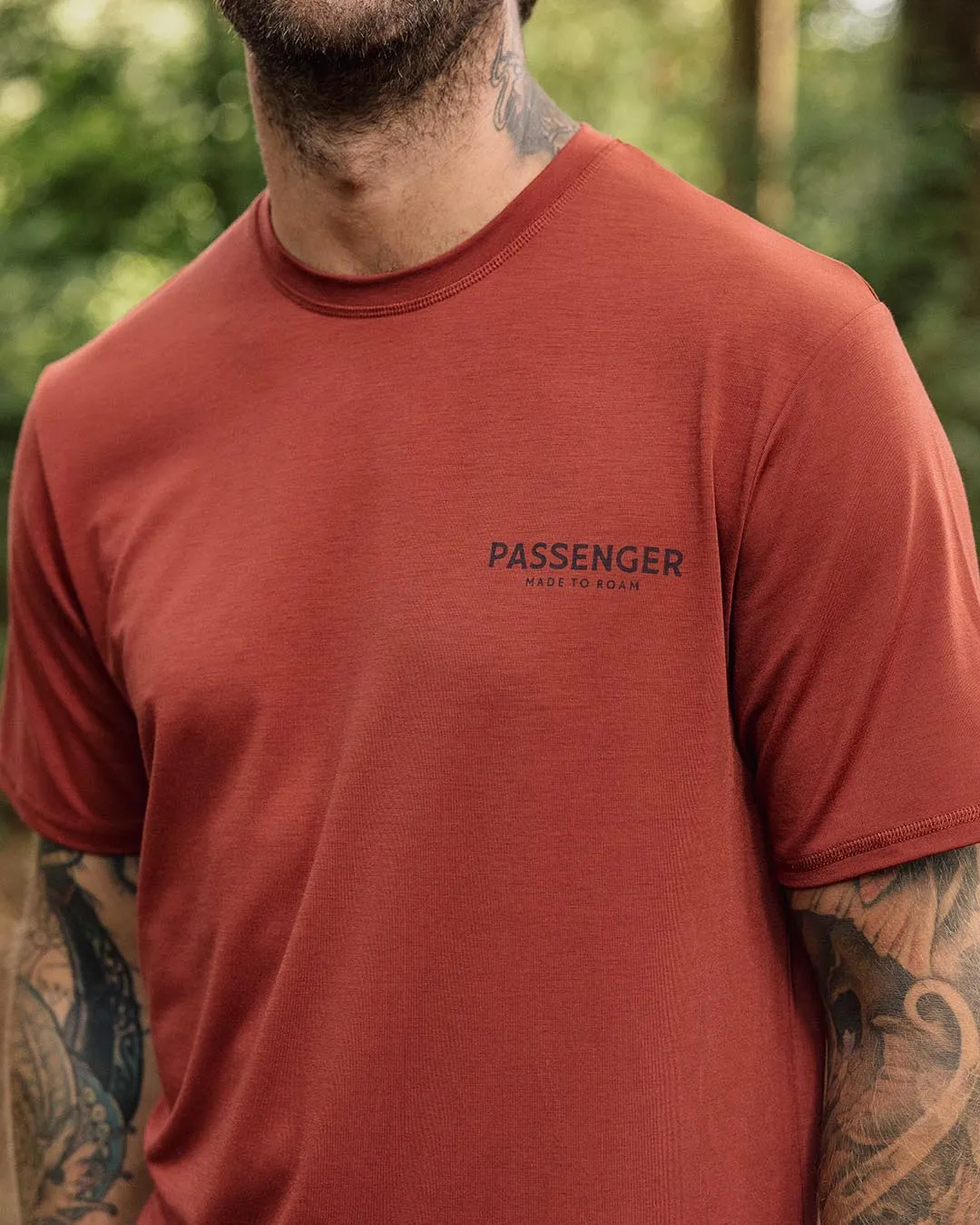 Calling Active Recycled T-Shirt - Burnt Red