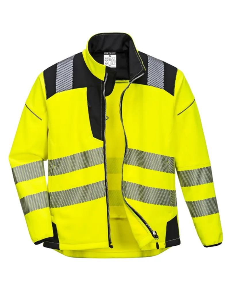 Class 3 Portwest Vision Hi-Vis Yellow/Black Softshell Jacket