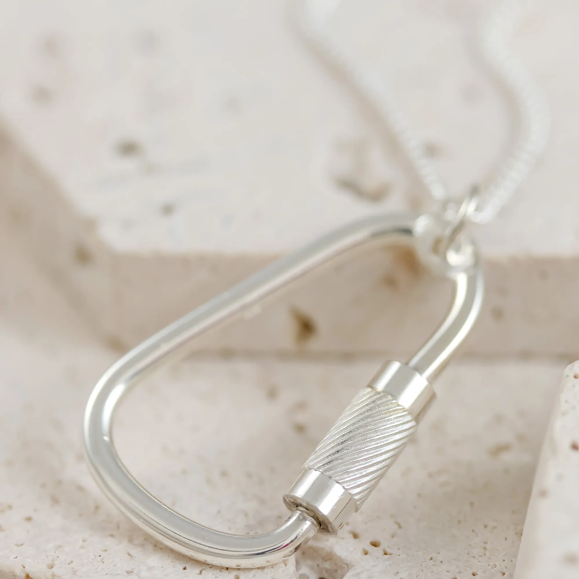 Climbing Carabiner Silver Necklace