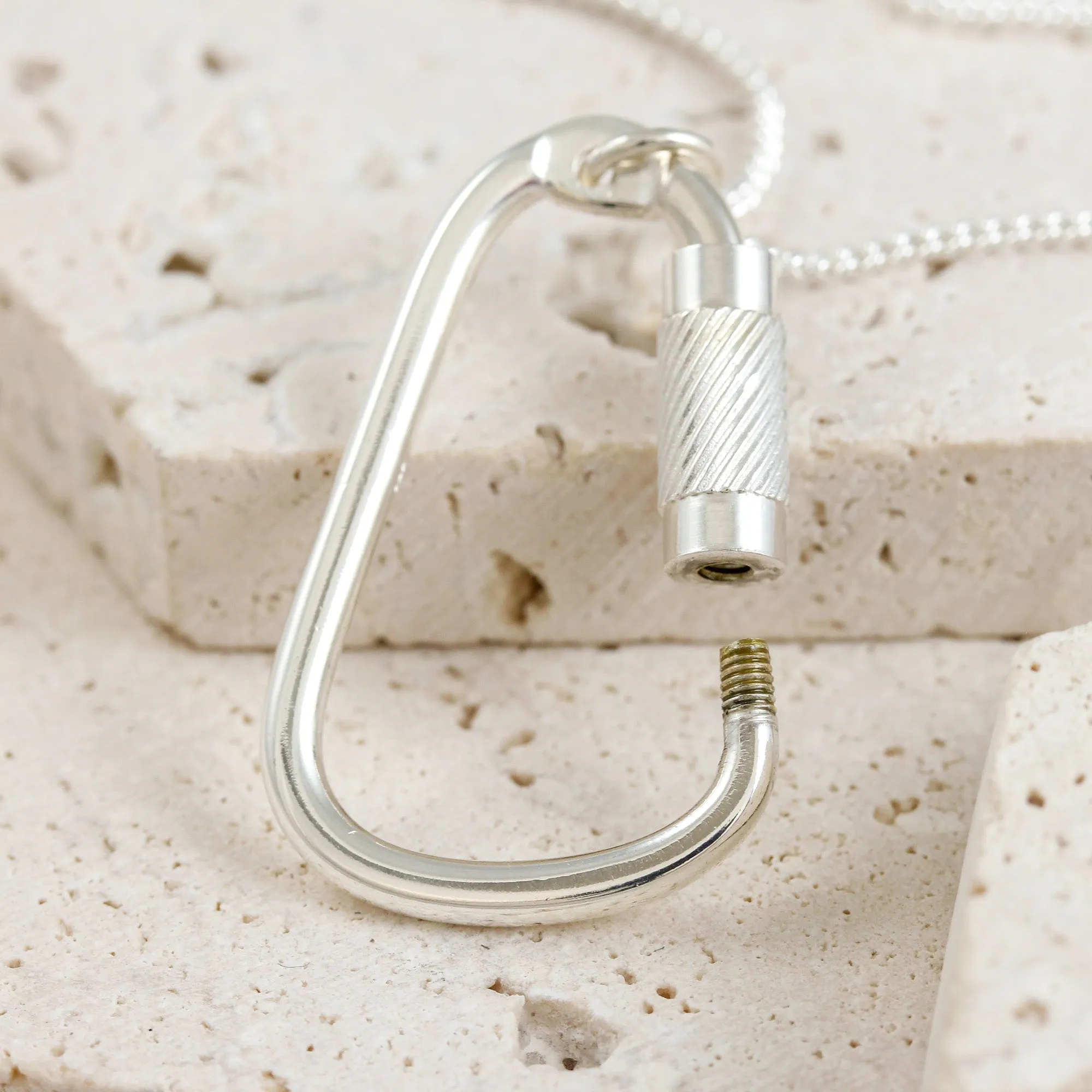 Climbing Carabiner Silver Necklace