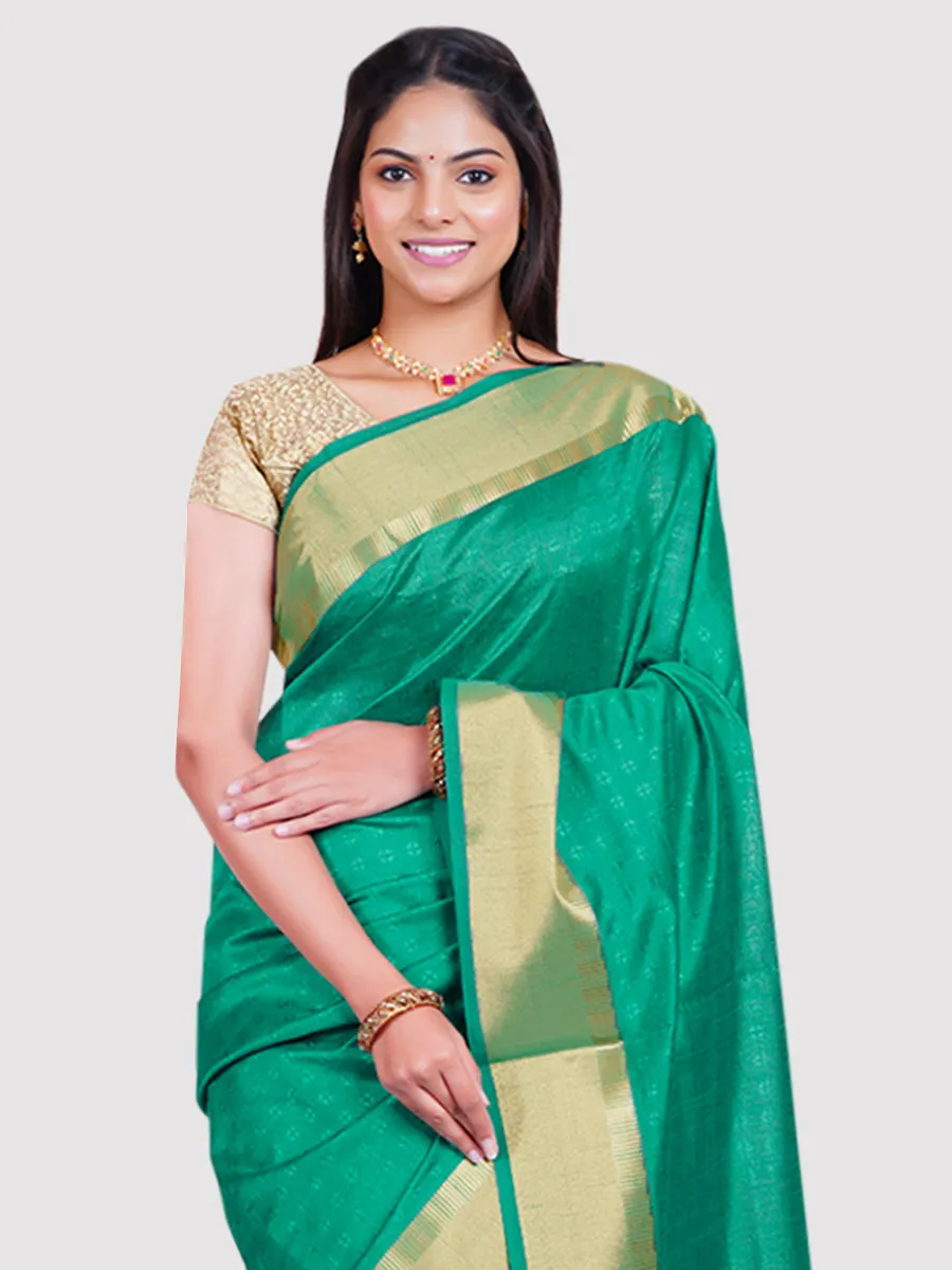 Couple Combo Half Sleeves Shirt Dhoti & Saree Set Green SRS44