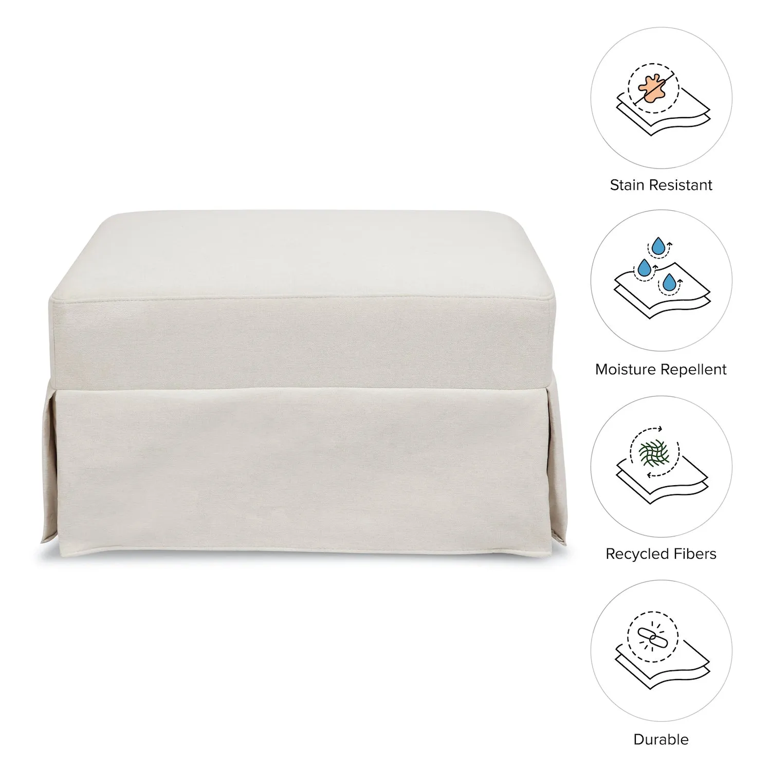 Crawford Gliding Ottoman in Eco-Performance Fabric - Cream