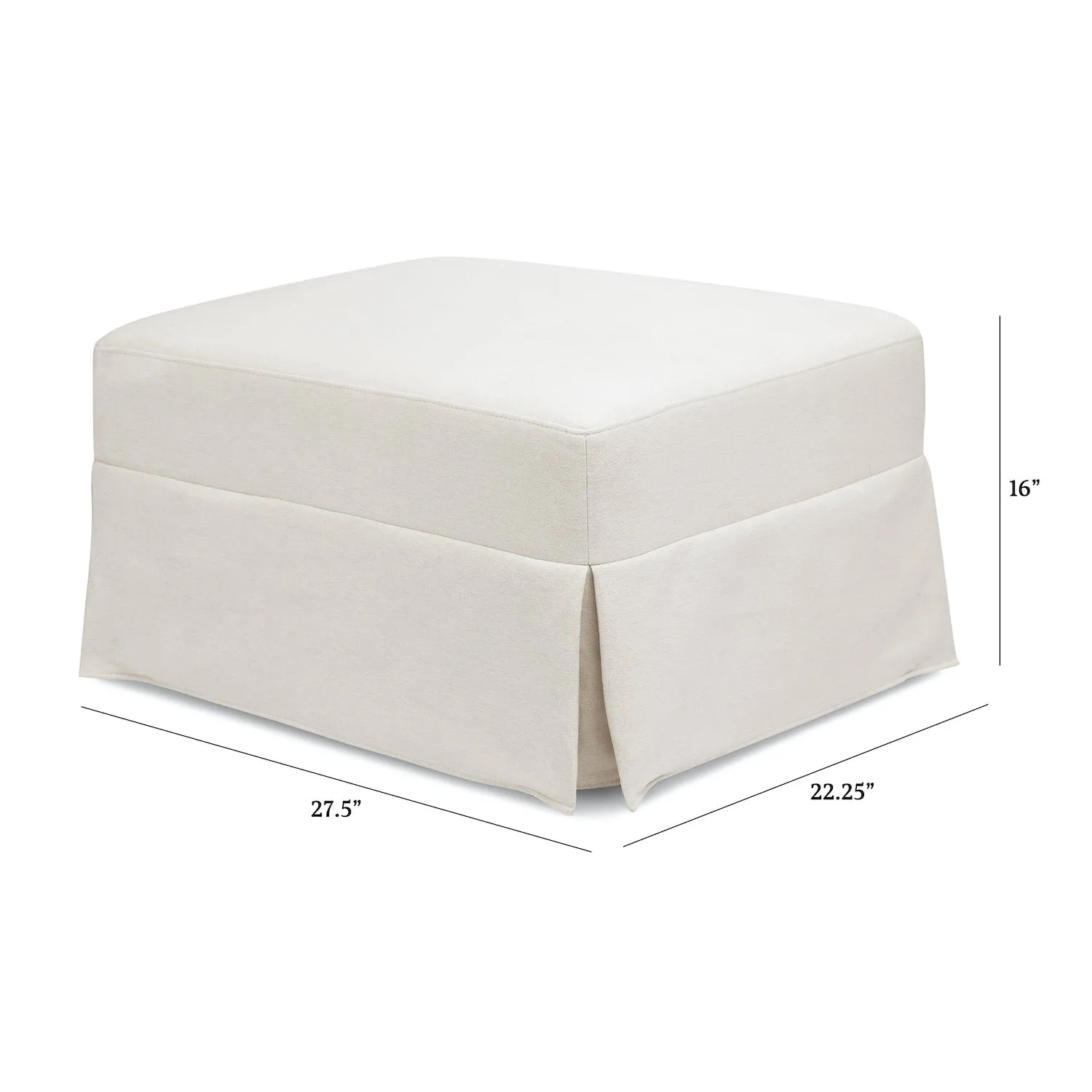 Crawford Gliding Ottoman in Eco-Performance Fabric - Cream