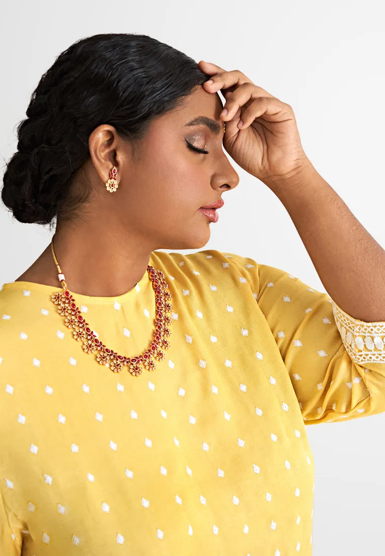 Devisha Deepavali Embroidery Kurti Set