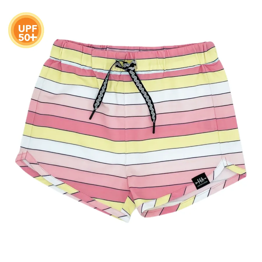 Feather 4 Arrow Castaway Swim Short 13G132SUN - Sunset Stripe