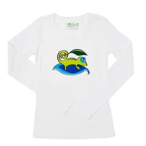 Girls Sun Protective Shirt-Chameleon  White