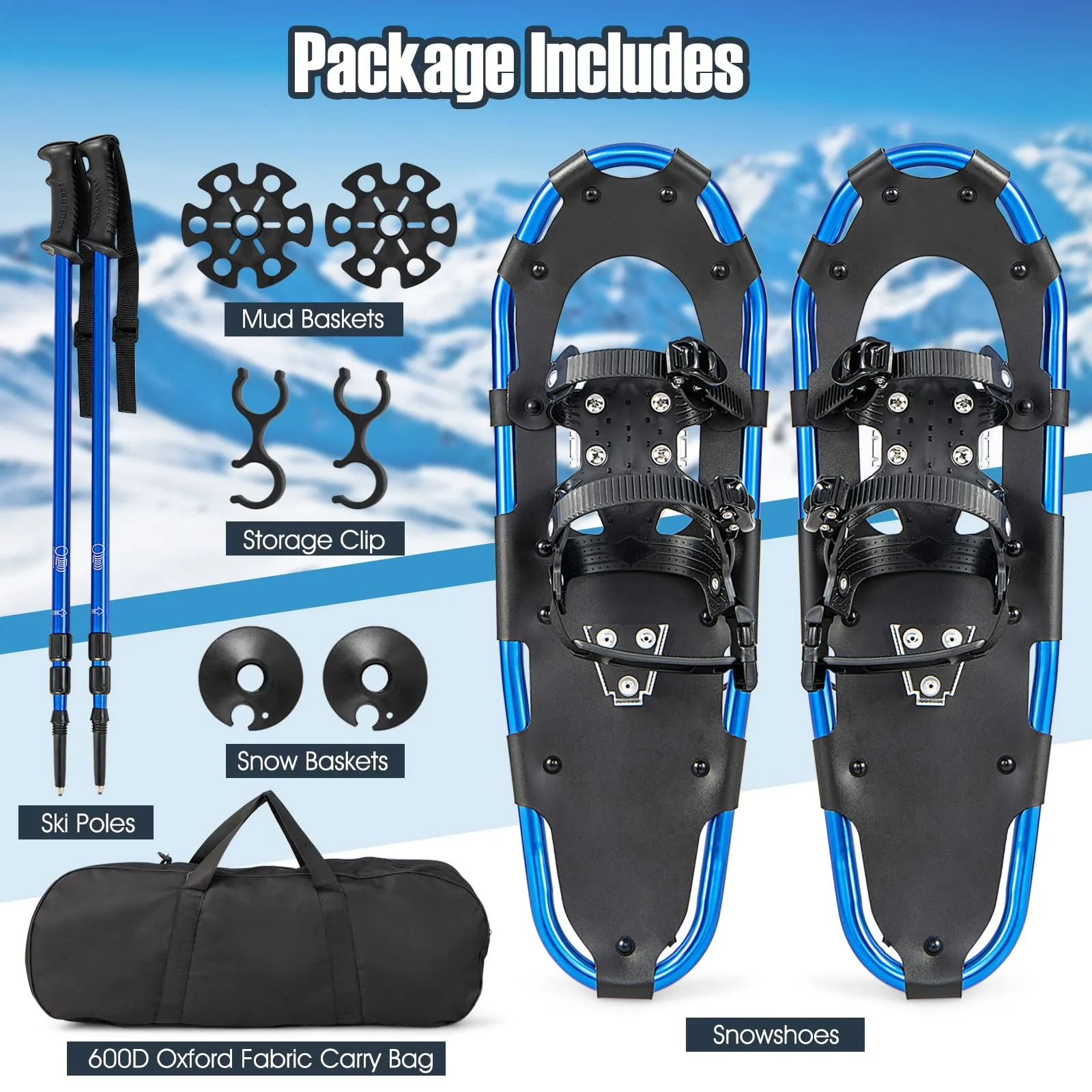 Goplus Snow Shoes for Men Women Youth Kids, Snow Mud Baskets Included, 21/ 25/ 30 Inches