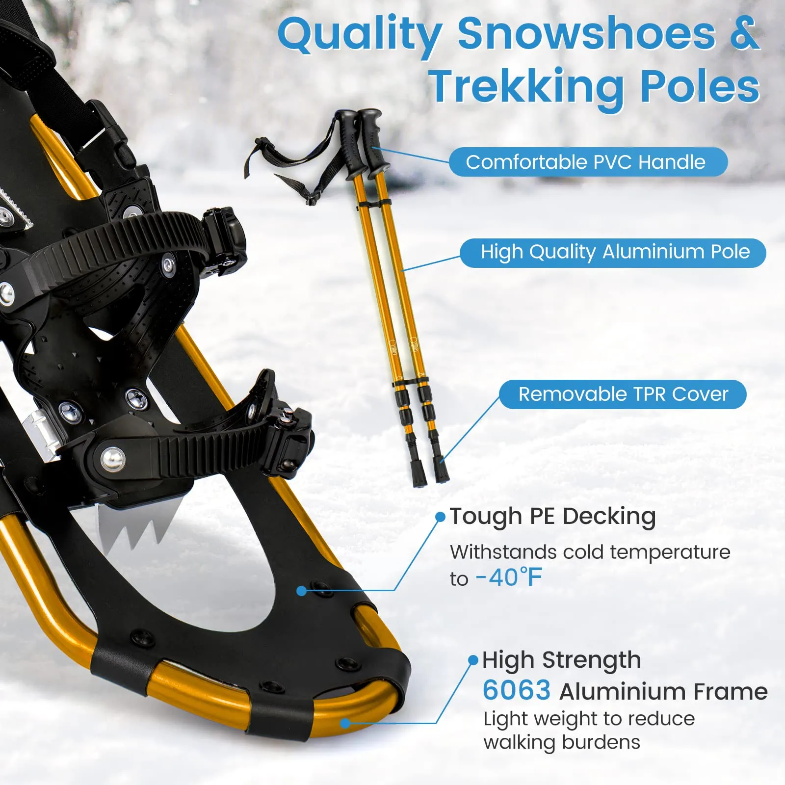 Goplus Snow Shoes for Men Women Youth Kids, Snow Mud Baskets Included, 21/ 25/ 30 Inches