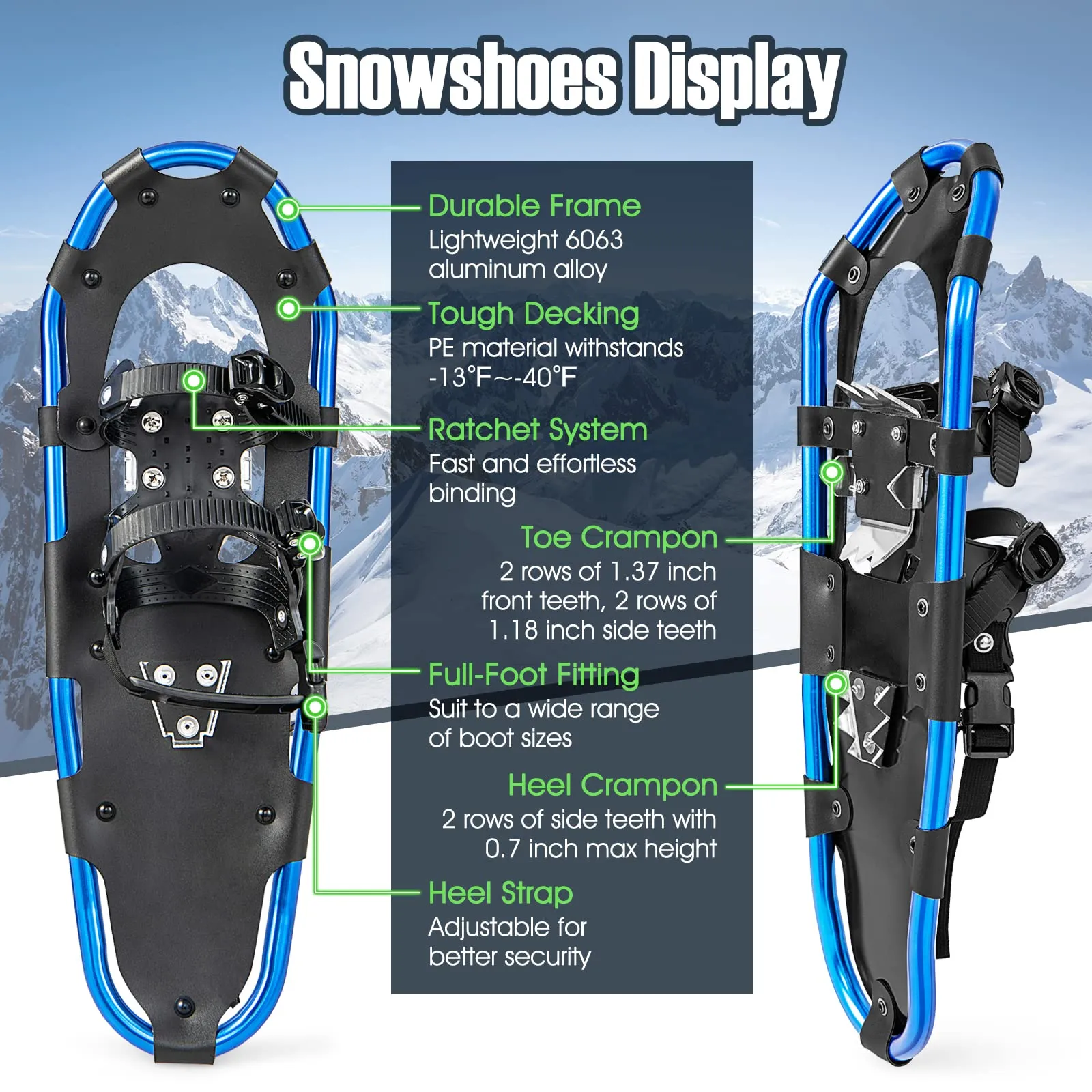 Goplus Snow Shoes for Men Women Youth Kids, Snow Mud Baskets Included, 21/ 25/ 30 Inches