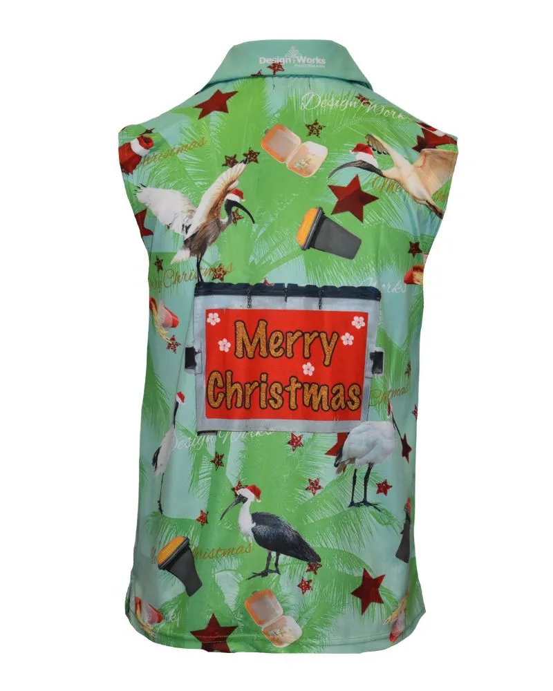 Green Adult Sleeveless Full Button - Bin Chicken Ugly Christmas