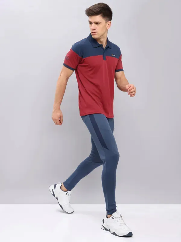 Men Colorblock Slim Fit Polo T-shirt with TECHNO DRY