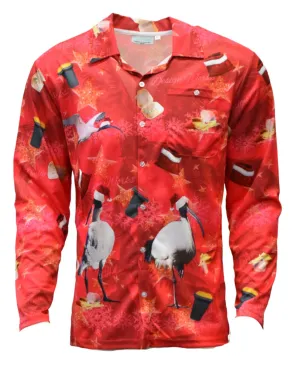 Red Adult Long Sleeve Sun Shirt - Bin Chicken Ugly Christmas