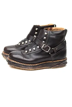 Vintage Austrian Black Leather Ski Boots