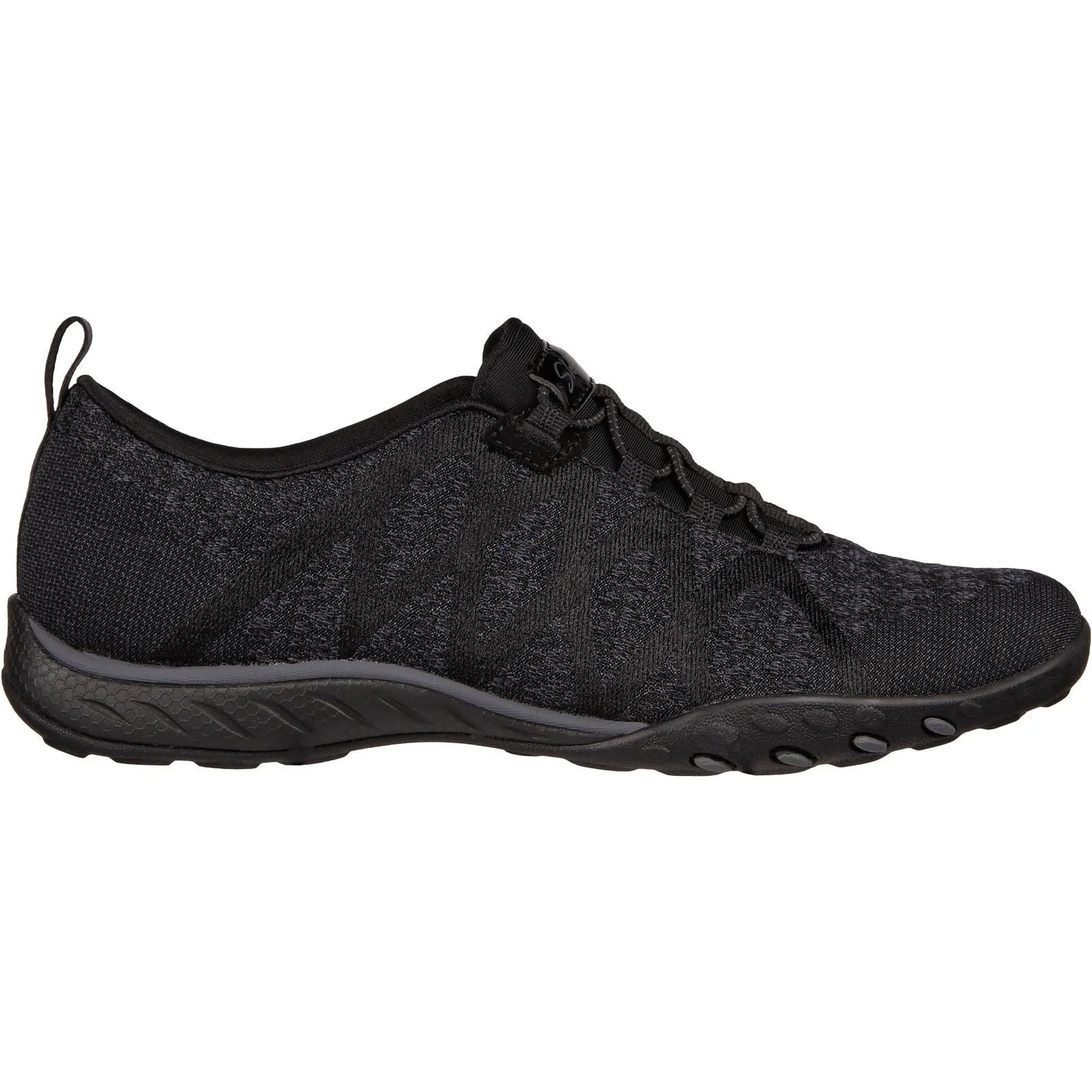 Women's Wide Fit Skechers 100301 Relaxed Fit Breathe Easy Infi Knity Sneakers - Black